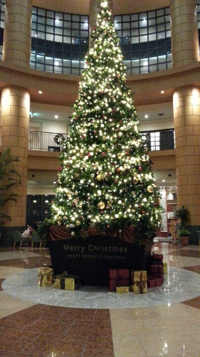 福岡博多 ハイアットリージェンシー福岡クリスマスツリー Bks aは椅子を倒さないで寝ます